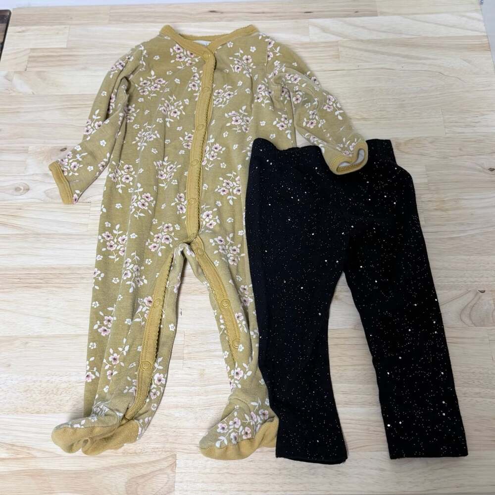 Little Planet by Carter's Organic Floral Footed Sleeper and Glitter Leggings Set